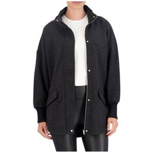 NEW  Ookie & Lala Womens Charcoal Gray Full‎ Zip Mock Neck Jacket XS